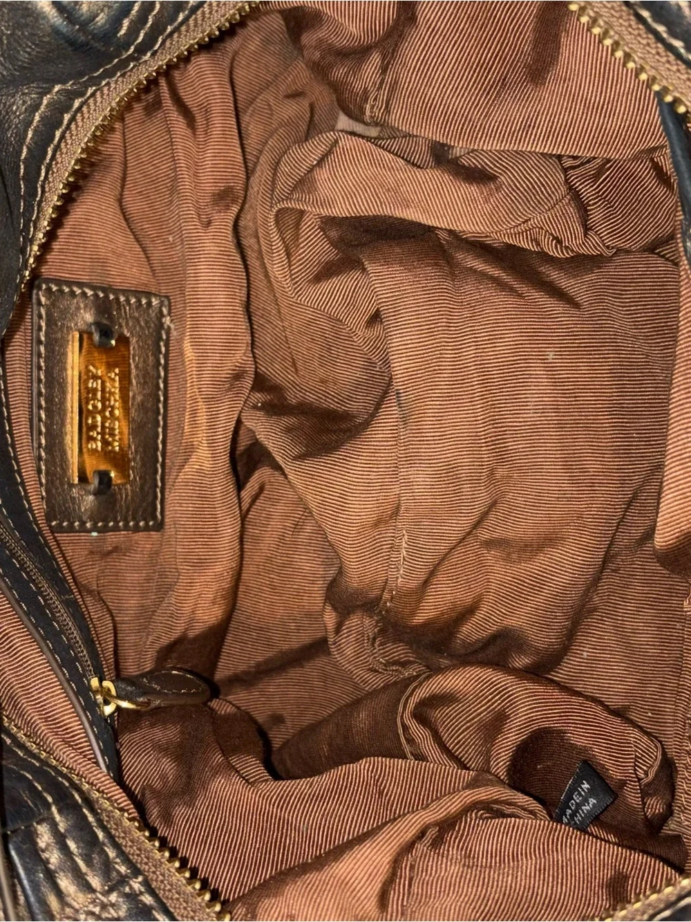 Y2K Vintage Badgley Mischka Leather Hobo Bag Gold